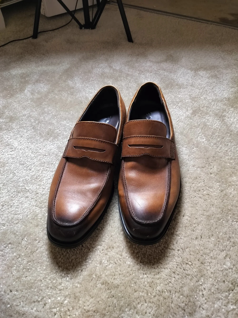 Ecco Men's Tan Brown Leather Penny Loafers
